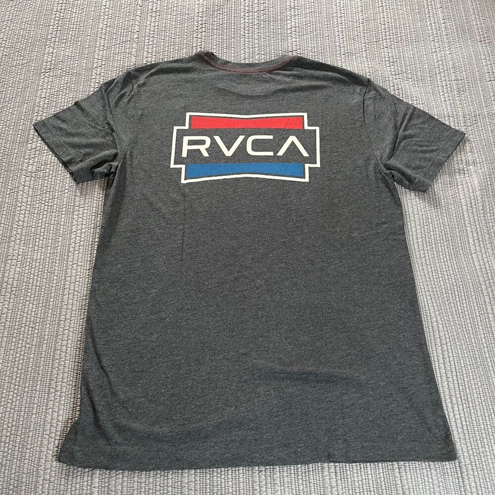 RVCA Demo Vintage Dye T-Shirt Men’s Large Dark Gray Slim Fit Short Sleeve